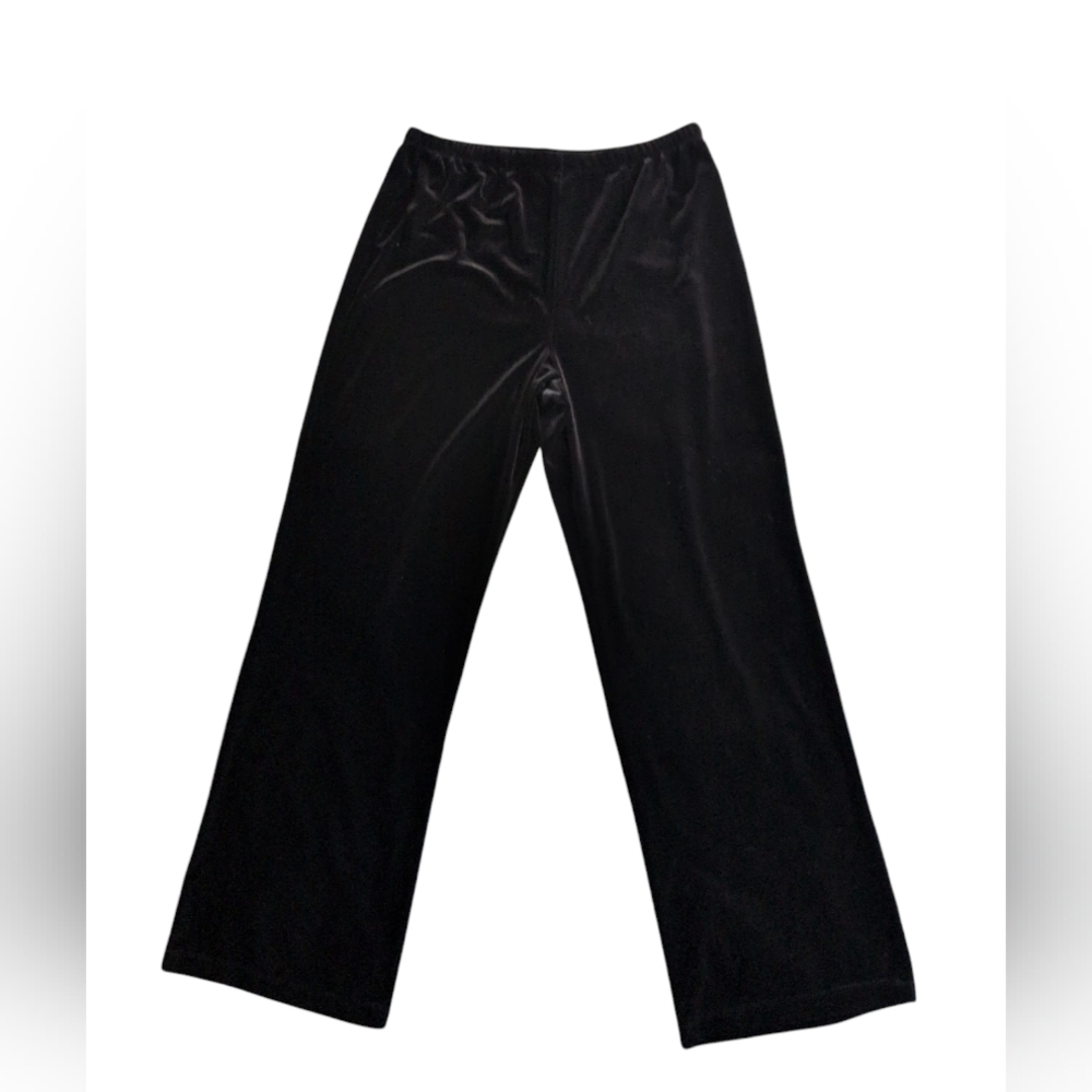 Velvet PullOn Women's M Pants Black Wide Leg Straight Casual Dressy Whimseygoth